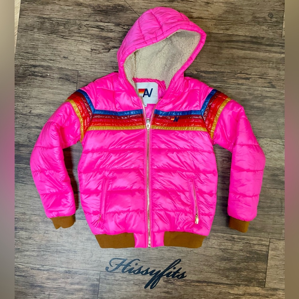 Aviator Nation Pink 5 Stripes Trekker Jacket sz 14 - Picture 1 of 13